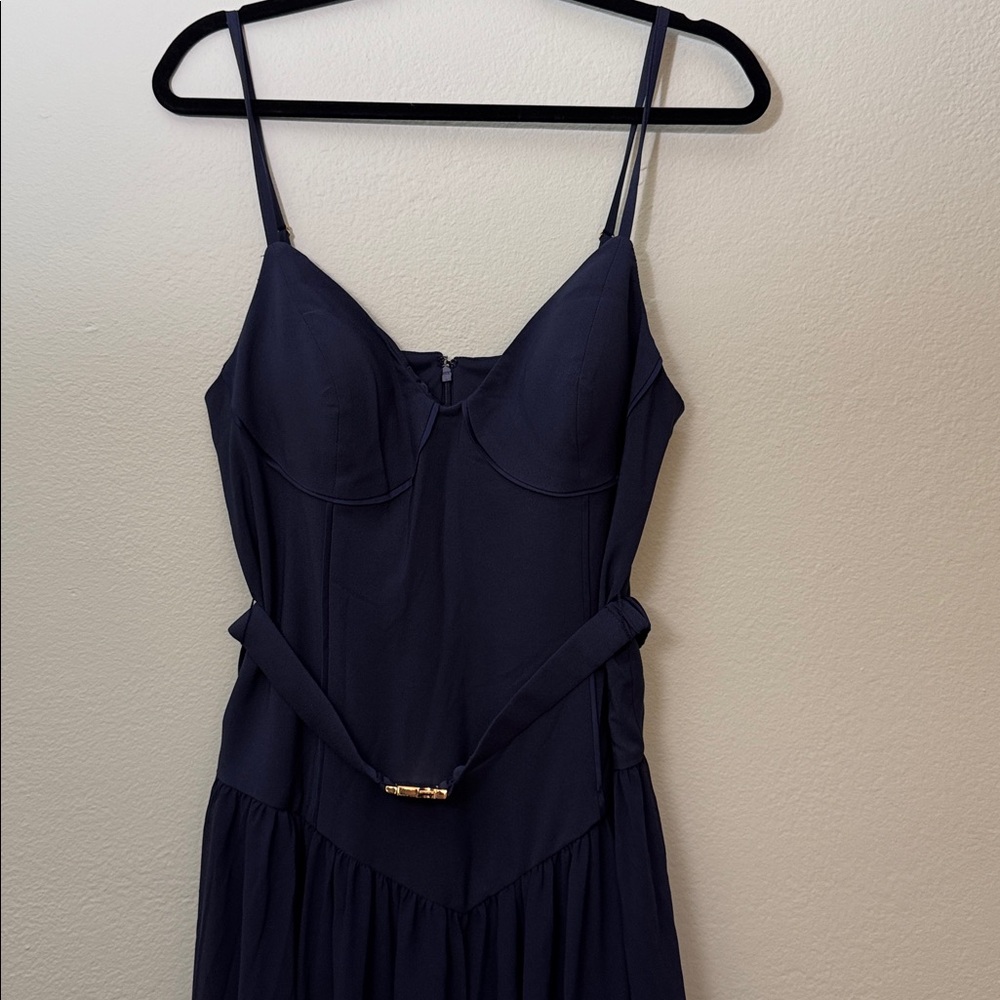 Anthropologie size 12 Hutch Ruby Sleeveless Bustier Belted Drop-Waist Maxi Dress - Picture 3 of 9